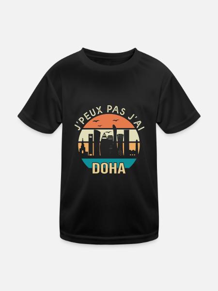 Doha. Je peux pas j'ai Doha qatar - T-shirt sport Enfant - noir - Devant