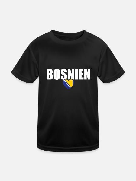 Bosnien Herzegowina Stolz Balkan Bosnische Flagge - Kinder Funktions-T-Shirt - Schwarz - Vorne