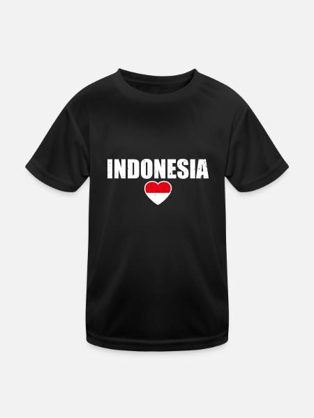 Indonesien Indonesische Flagge Indonesier - Kinder Funktions-T-Shirt - Schwarz - Vorne