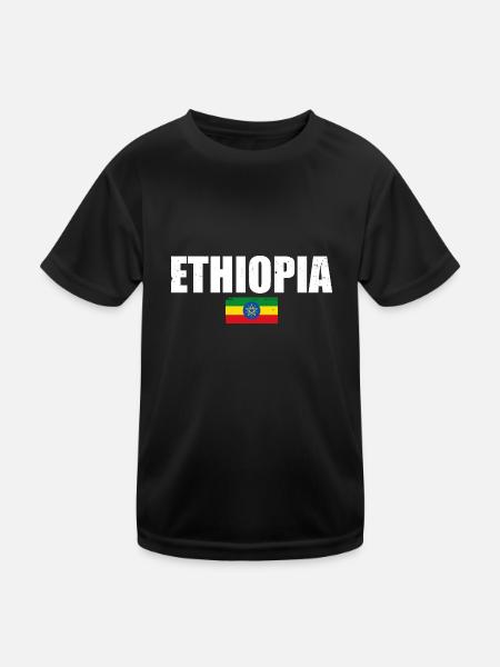 Ethiopia Ethiopia Ethiopian Flag Ethiopian - Kids Functional T-Shirt - black - Front