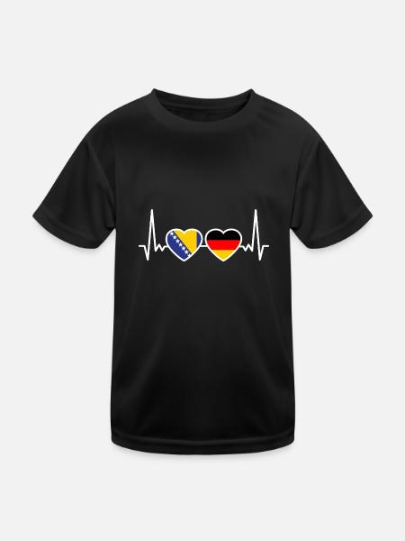 Deutschland Bosnien Herzegowina Freunde - Kinder Funktions-T-Shirt - Schwarz - Vorne