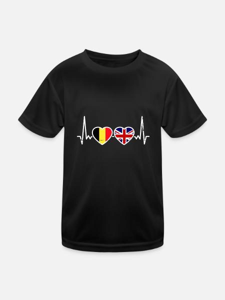 Belgien Großbritannien Flagge Belgisch Britisch - Kinder Funktions-T-Shirt - Schwarz - Vorne