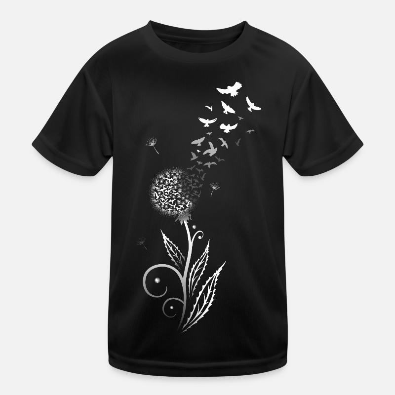 Löwenzahn. Pusteblume mit Vogelschwarm. Kinder Funktions-T-Shirt