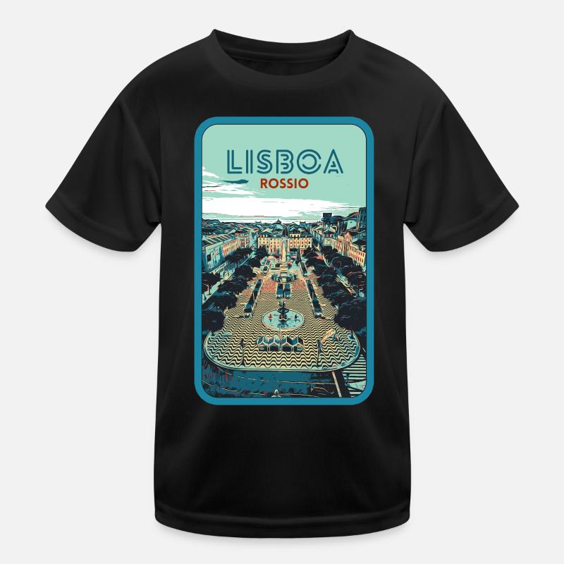 Illustration Rossio-Platz, Lissabon Kinder Funktions-T-Shirt