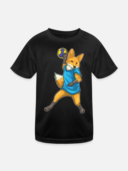 Fuchs Handballspieler Handball - Kinder Funktions-T-Shirt - Schwarz