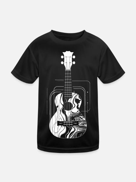 Ukulele Zeichnung - Kinder Funktions-T-Shirt - Schwarz