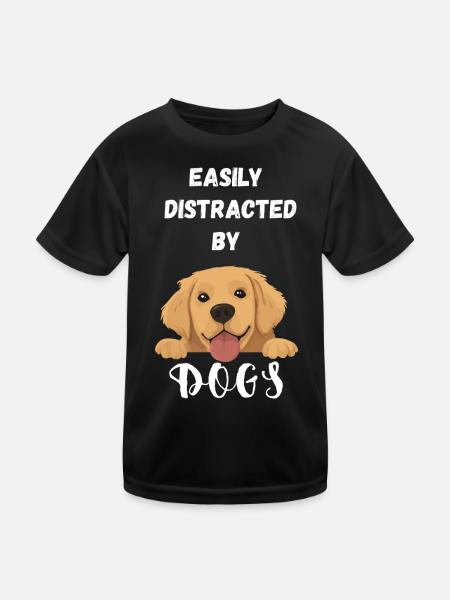 Leicht von Hunden abgelenkt - Kinder Funktions-T-Shirt - Schwarz - Vorne