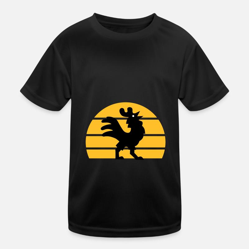Krähender Hahn vor halber Sonne Kinder Funktions-T-Shirt