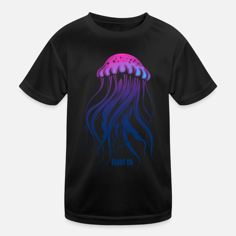 Float on, jellyfish with tentacles, sea creatures Kids Functional T-Shirt