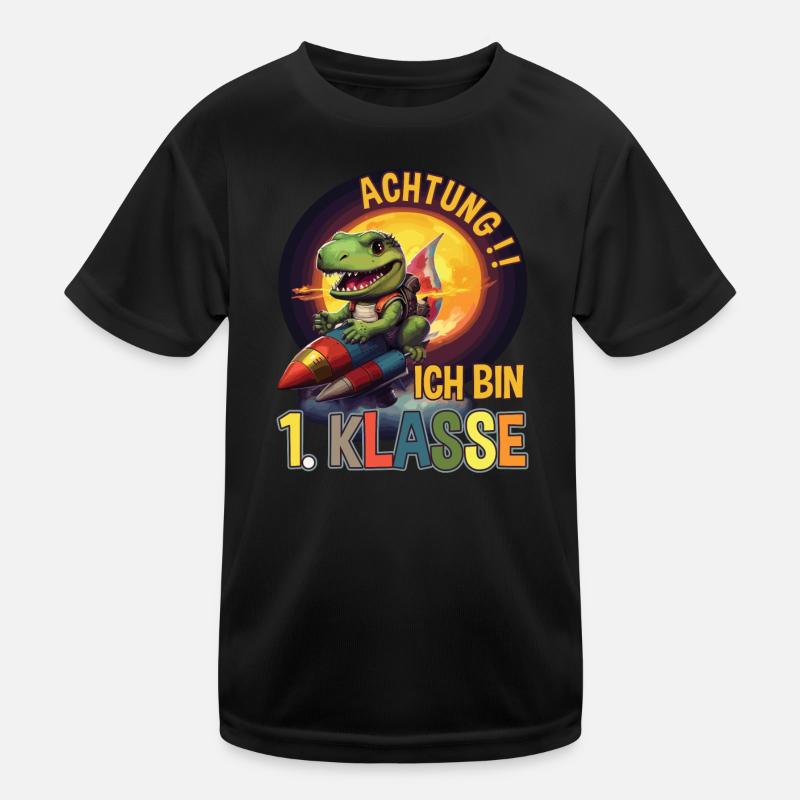 Einschulung Schulkind Schultüte Dinosaurier Kinder Funktions-T-Shirt