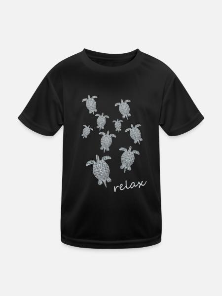 Schildkröte Turtle - Kinder Funktions-T-Shirt - Schwarz - Vorne