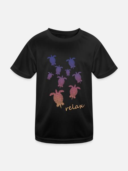 Schildkröten Turtle relax - Kinder Funktions-T-Shirt - Schwarz - Vorne