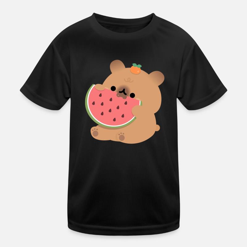 Capybara Wassermelone - Kinder Funktions-T-Shirt - Schwarz