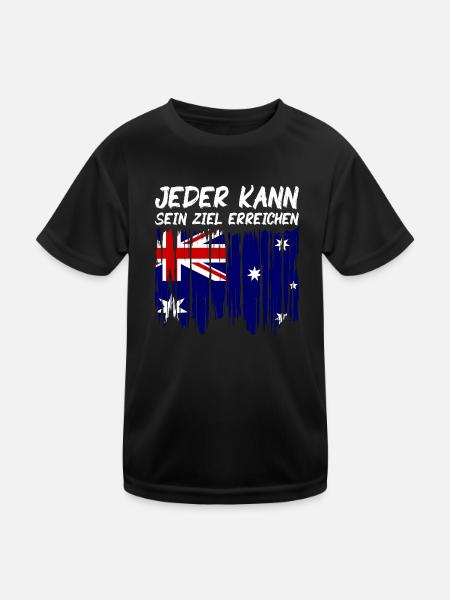Australien Flagge Down Under Australische Fahne - Kinder Funktions-T-Shirt - Schwarz - Vorne