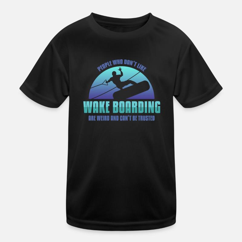 Wake Boarding - Kinder Funktions-T-Shirt - Schwarz