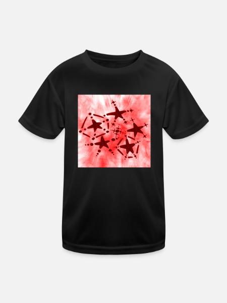5 STERNE LÄCHELN ROT - Kinder Funktions-T-Shirt - Schwarz - Vorne