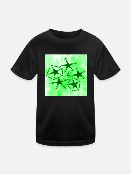 5 STERNE LÄCHELN GRÜN - Kinder Funktions-T-Shirt - Schwarz - Vorne