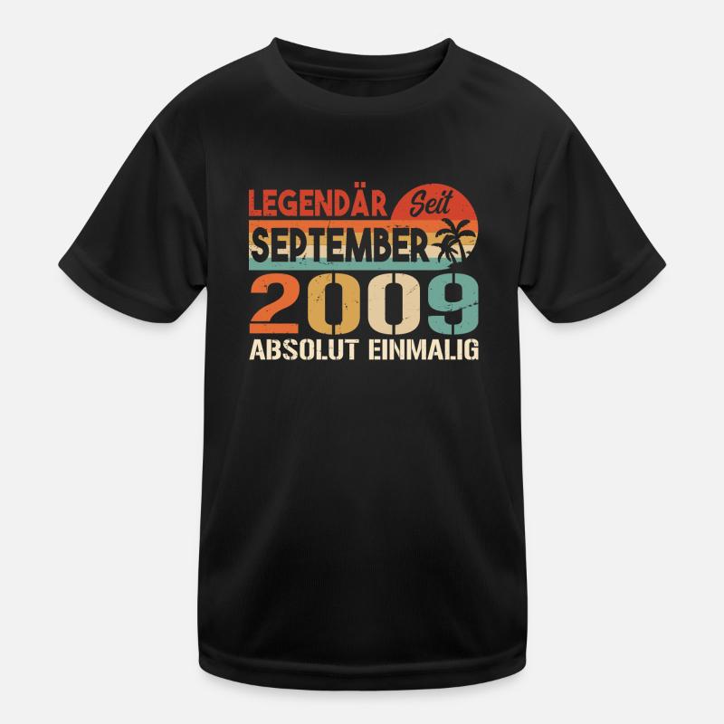 2009 September Vintage Geburtstagsgeschenk 2009 Kinder Funktions-T-Shirt