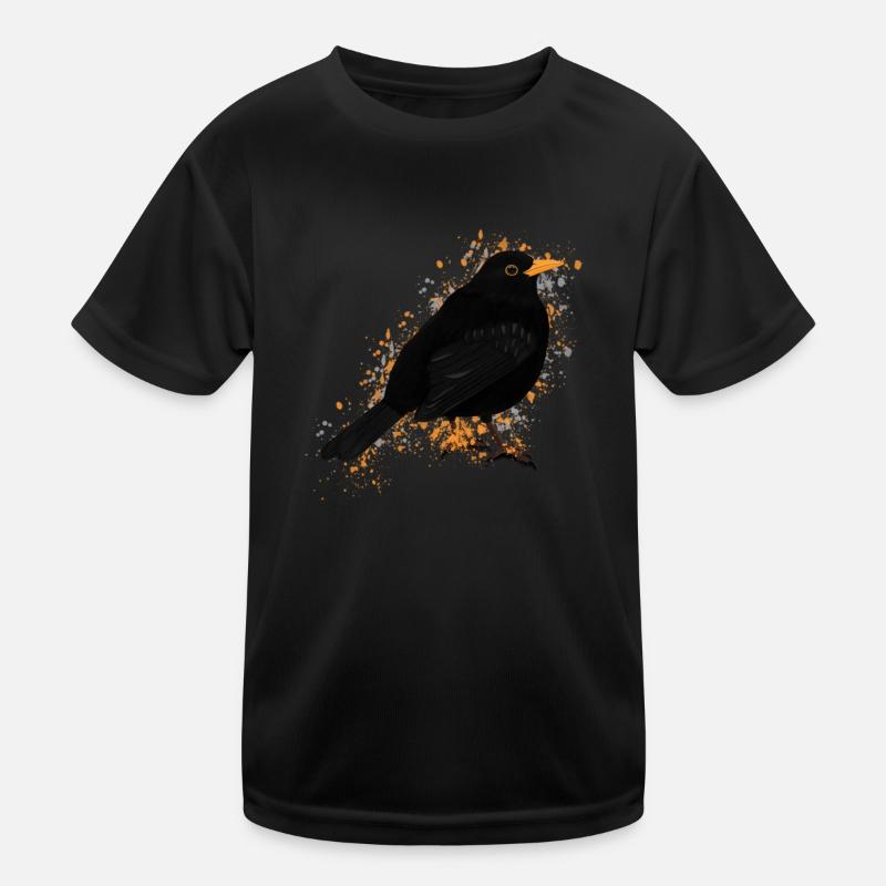 Blackbird Bird Bird Lover Birdwatcher Kids Functional T-Shirt