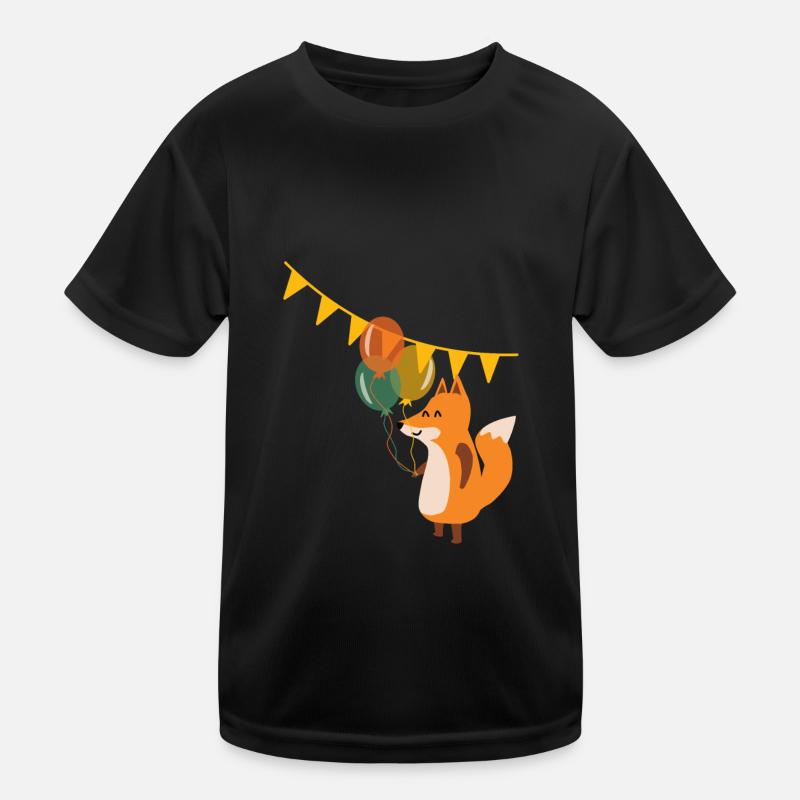 Fuchs mit Luftballons - Kinder Funktions-T-Shirt - Schwarz