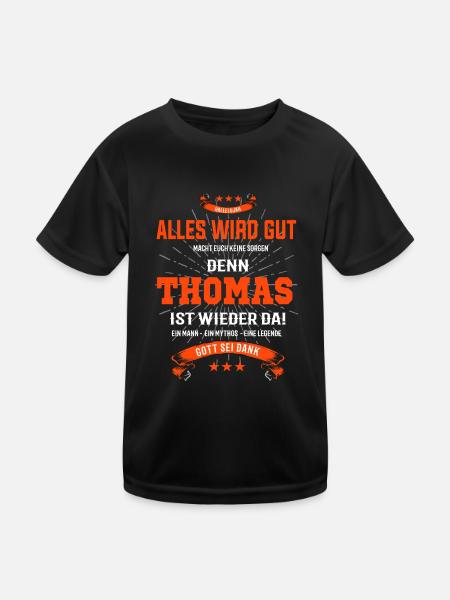 Thomas T-Shirt - Alles wird gut! - Kinder Funktions-T-Shirt - Schwarz - Vorne