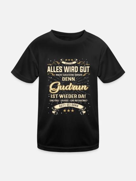 Gudrun T-Shirt, Alles wird gut! - Kinder Funktions-T-Shirt - Schwarz - Vorne