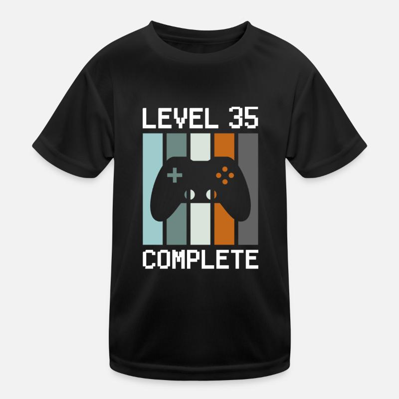 Level 35 Complete Gamer Birthday 35 years Kids Functional T-Shirt