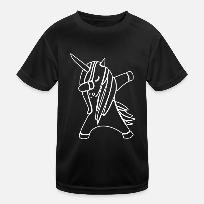 dabbing unicorn in white, weißes dabbendes Einhorn Kinder Funktions-T-Shirt
