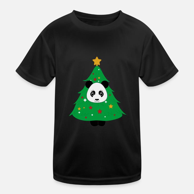Panda dressed as a Christmas tree Kids Functional T-Shirt