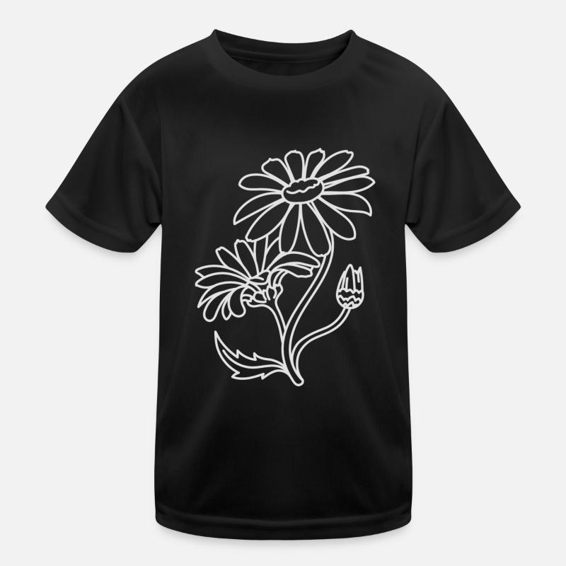 Einfache Gänseblümchen - Kinder Funktions-T-Shirt - Schwarz