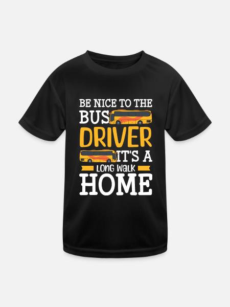 Driver Bus driver Coach - Kids Functional T-Shirt - black - Front