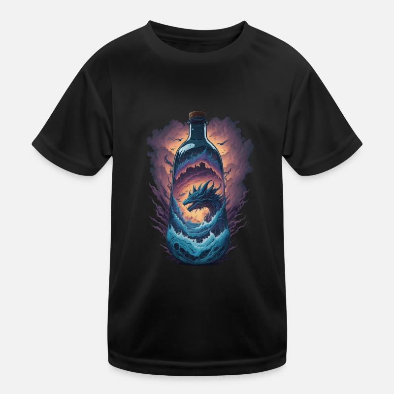 Drachen Flasche Kinder Funktions-T-Shirt