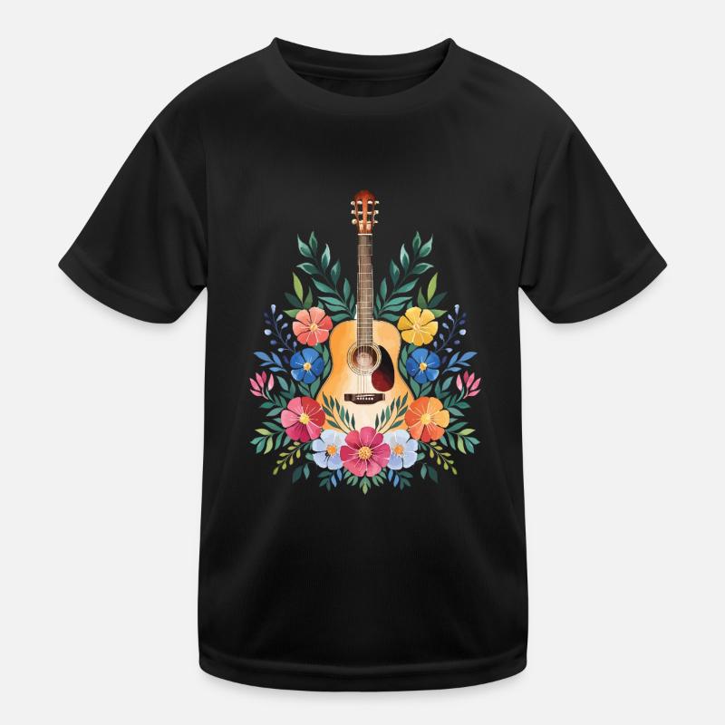 Floral Guitar Harmony Kids Functional T-Shirt