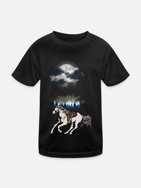 Wilder Westen Westernpferd Pferde Pferd Gaul Natur - Kinder Funktions-T-Shirt - Schwarz - Vorne