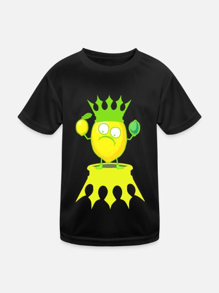 König Zitrone Zitronen Früchte Frucht Obst - Kinder Funktions-T-Shirt - Schwarz - Vorne