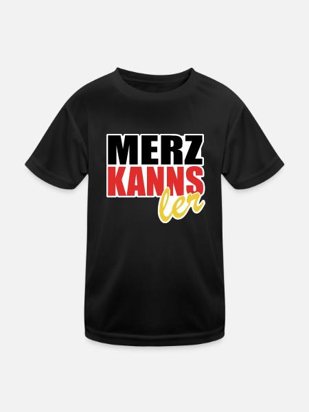Merz kanns - Kanzler - Kanzlerkandidat - Kinder Funktions-T-Shirt - Schwarz - Vorne