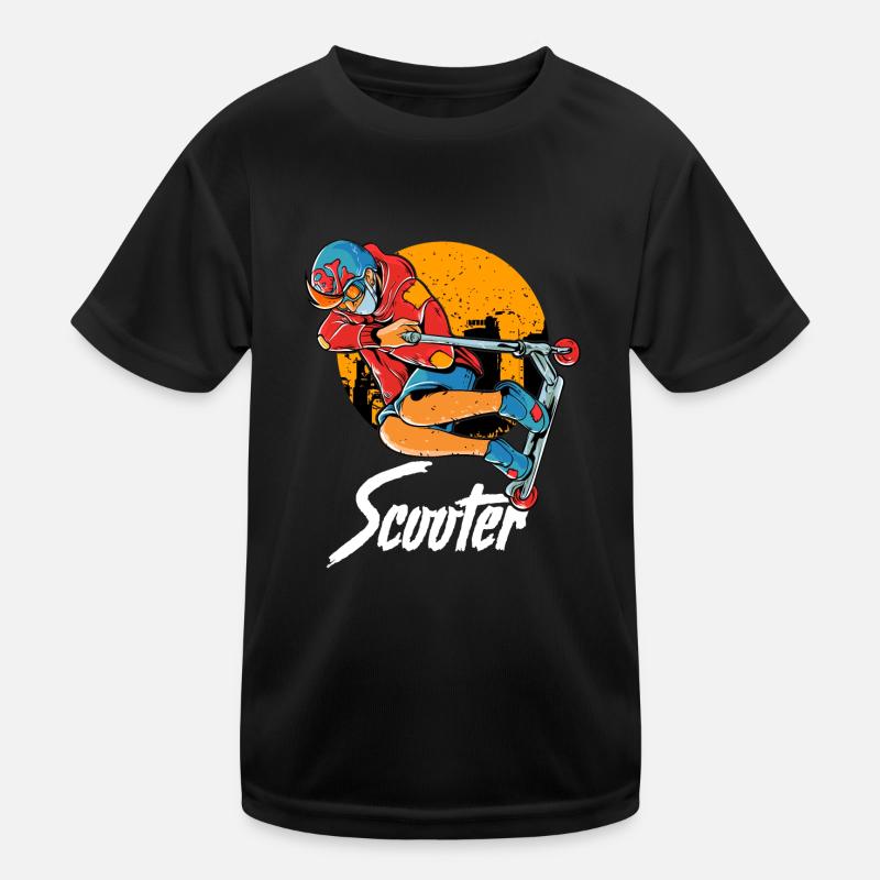 Cute & Funny Scooter Kid Riding Tricks - Kids Functional T-Shirt - black