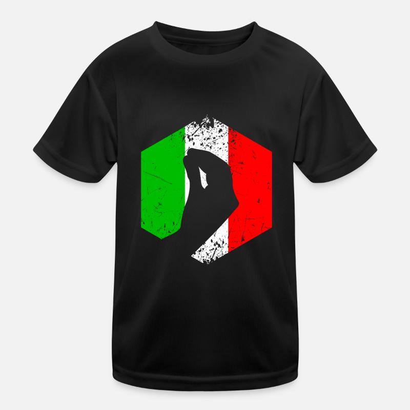 Italienische Flagge mit typischer Handgeste Kinder Funktions-T-Shirt