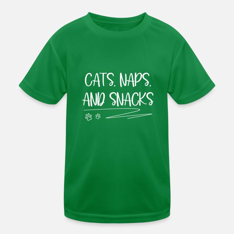 Katzen Nickerchen und Snacks Pfote Kätzchen Besitzer Haustier Geschenk Kinder Funktions-T-Shirt