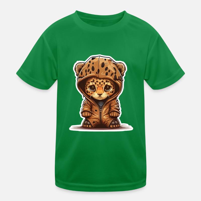 Babyleopard mit Hoodie Kinder Funktions-T-Shirt