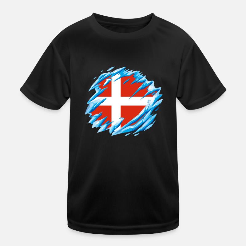 Drapeau du Danemark Drapeau de la Scandinavie Drapeau du Danemark Voyage T-shirt sport Enfant