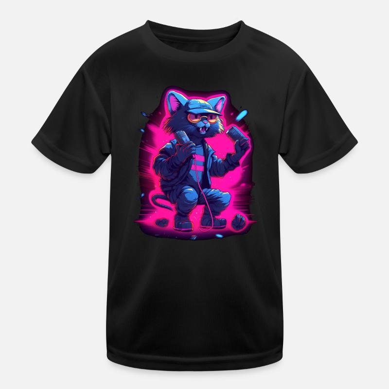 Singende Katze Mikrofon Kinder Funktions-T-Shirt