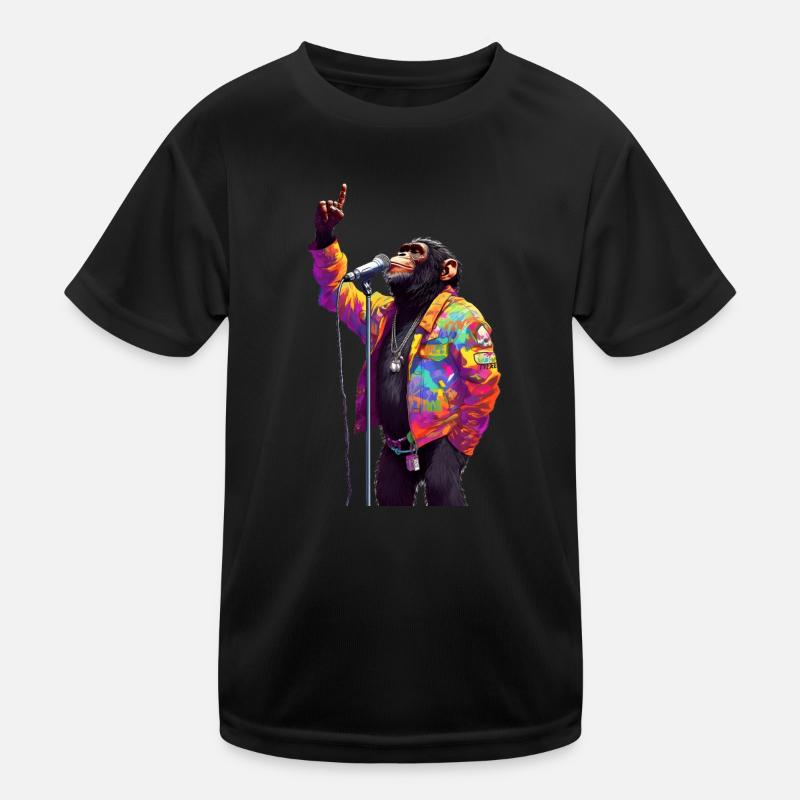 Singing monkey with microphone Kids Functional T-Shirt