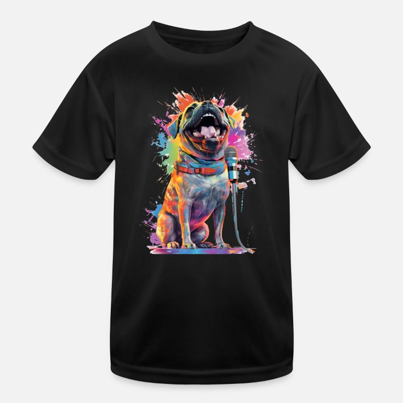 Singender Hund mit Mikrofon Kinder Funktions-T-Shirt