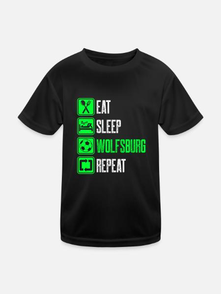Repeat Wolfsburg - Kinder Funktions-T-Shirt - Schwarz - Vorne