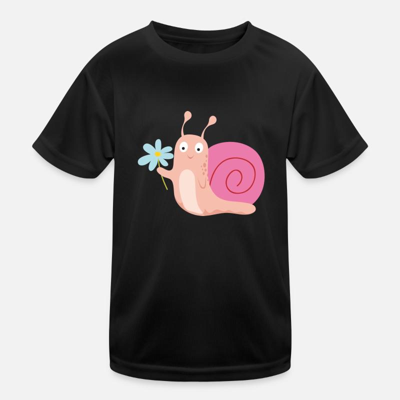 Schnecke mit Blume Kinder Funktions-T-Shirt