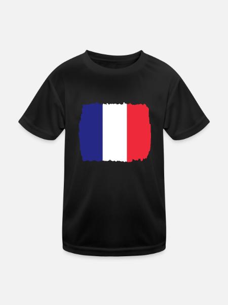 France Flag Used Look French Flag - Kids Functional T-Shirt - black - Front