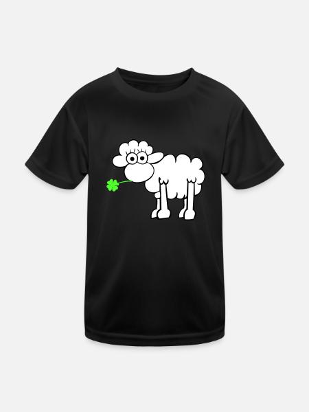 Sheep with clover - Kids Functional T-Shirt - black - Front