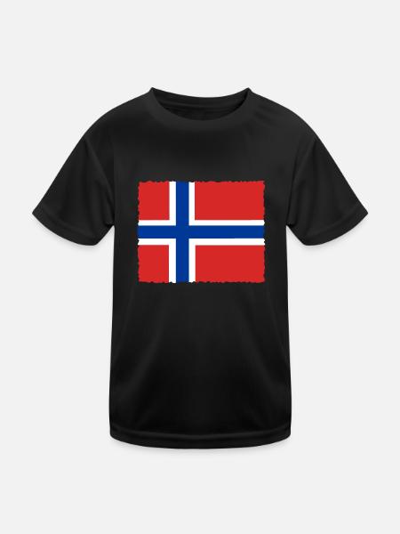 Drapeau de la Norvège Drapeau de la Scandinavie Drapeau de la Norvège - T-shirt sport Enfant - noir - Devant