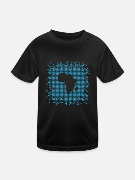 Afrika Pixel Design - Kinder Funktions-T-Shirt - Schwarz - Vorne